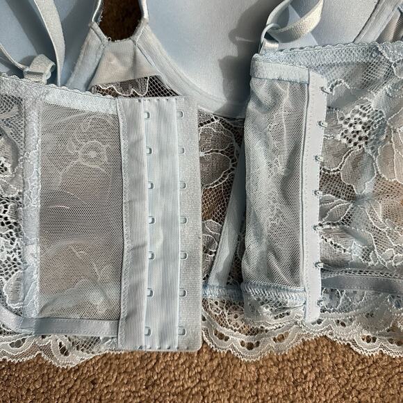 Victoria’s Secret Very Sexy Lace Push-Up Longline Bustier 34A Blue Corset - Picture 8 of 9